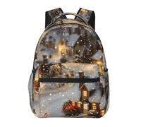 kkvhhyuo Sac à dos décontracté avec imprimé village de Noël - Sac à dos léger pour ordinateur portable - Pour homme et femme - Sac à dos d'école pour garçons et filles, Village de Noël., One Size, Sac