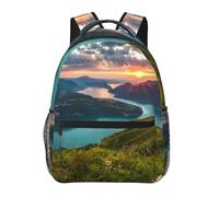 kkvhhyuo Sac à dos décontracté imprimé en bois bleu, sac à dos léger pour ordinateur portable, voyage, université, trajets en w nd, aventures., Alpes suisses, One Size