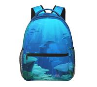kkvhhyuo Sac à dos décontracté imprimé en bois bleu, sac à dos léger pour ordinateur portable, voyage, université, trajets en w nd, aventures., Monde sous-marin., One Size