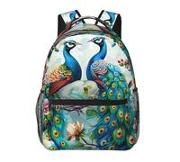 kkvhhyuo Sac à dos décontracté imprimé léopard noir, sac à dos léger, sac de voyage décontracté pour hommes et femmes, sac d'école pour garçons et filles, Belles fleurs de paon, One Size, Sac à dos