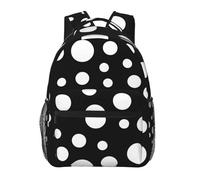 kkvhhyuo Sac à dos décontracté imprimé léopard noir, sac à dos léger, sac de voyage décontracté pour hommes et femmes, sac d'école pour garçons et filles, Gros pois noirs et blancs., One Size, Sac à