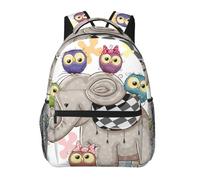 kkvhhyuo Sac à dos décontracté imprimé papillon coloré, sac à dos léger pour ordinateur portable, voyage, université, trajets en w nd, aventures., Motif éléphant et chouettes, One Size