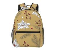 kkvhhyuo Sac à dos décontracté imprimé succulentes, sac à dos léger pour ordinateur portable, voyage, université, trajets universitaires, w nd, aventures., Fleur blanche fruits rouges, One Size