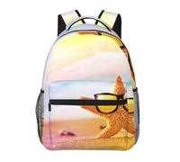 kkvhhyuo Sac à dos décontracté imprimé tête de hibou, sac à dos léger pour ordinateur portable pour voyage, université, trajets en w nd, aventures., Étoiles de mer avec lunettes jaunes, One Size