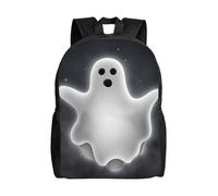 kkvhhyuo Sac à dos léger avec imprimé hiboux de Noël mignons sur branche pour ordinateur portable, sac à dos décontracté pour l'école, le collège, l'école, la randonnée, la marche, Noir et fantôme