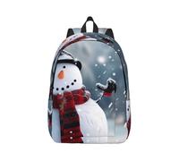 kkvhhyuo Sac à dos léger en toile avec imprimé bonhomme de neige et inscription « Happy Snowman » - Pour homme et femme - Pour le travail, le sport, les voyages, les voyages, Noir , M, Sac à dos