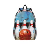 kkvhhyuo Sac à dos léger en toile avec imprimé bowling, sac à dos d'école, sac à dos de voyage pour ordinateur portable pour homme et femme, pour le travail, le sport, le voyage, Noir , M, Sac à dos
