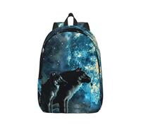 kkvhhyuo Sac à dos léger en toile avec imprimé loups - Sac à dos d'école, de voyage pour ordinateur portable - Pour homme et femme - Pour le travail, le sport, les voyages, Noir , S, Sac à dos