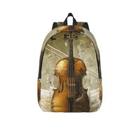 kkvhhyuo Sac à dos léger en toile avec imprimé papillon et violoncelle - Sac à dos d'école, de voyage pour ordinateur portable - Pour homme et femme - Pour le travail, le sport, les voyages, Noir , M