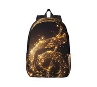 kkvhhyuo Sac à dos léger en toile avec note de musique dorée et étoile tombée, sac à dos d'école, de voyage pour ordinateur portable, pour homme et femme, pour le travail, le sport, les voyages