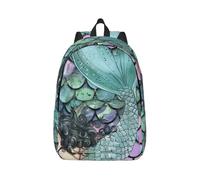 kkvhhyuo Sac à dos léger en toile imprimée écailles de sirène, sac à dos d'école, de voyage, pour ordinateur portable, pour homme et femme, pour le travail, le sport, les voyages, Noir , S, Sac à dos