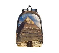 kkvhhyuo Sac à dos léger en toile imprimée Pyramides d'Égypte, sac à dos d'école, sac à dos de voyage pour ordinateur portable, sac à dos pour homme et femme, pour le travail, le sport, les, Noir , S