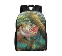 kkvhhyuo Sac à dos léger imprimé libellule bleue pour ordinateur portable, sac à dos décontracté pour l'école, le collège, l'école, la randonnée, la marche, Bass Fishing Wave, One Size, Décontracté