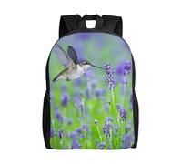 kkvhhyuo Sac à dos léger imprimé libellule bleue pour ordinateur portable, sac à dos décontracté pour l'école, le collège, l'école, la randonnée, la marche, Oiseau en fleurs de lavande violette, One