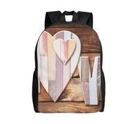 kkvhhyuo Sac à dos léger pour ordinateur portable avec imprimé casque lumineux - Sac à dos décontracté pour l'école secondaire - Pour voyage, école, randonnée, marche, Amour en bois, One Size