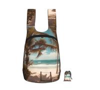 kkvhhyuo Sac à dos pliable de 16 L, imprimé léopard noir, léger, sac de voyage pliable avec fermeture éclair, sac de voyage pour randonnée, shopping, gym, trajet, Palmiers de plage., One Size
