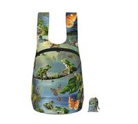 kkvhhyuo Sac à dos pliable de 16 L, imprimé paons, sac de voyage léger avec fermeture éclair, sac de voyage pour randonnée, shopping, gym, trajet, Beaucoup de grenouilles chantent sur les branches des