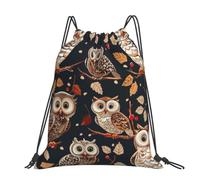 kkvhhyuo Sac à dos rectangulaire imprimé mandala avec cordon de serrage et sangles réglables pour le sport, les voyages, la natation, l'école, Hiboux sur une branche d'arbre, One Size, Sac à dos