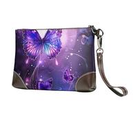kkvhhyuo Sac à main en cuir imprimé mathématiques avec dragonne amovible pour soirée, mariage et fête, Papillons violets, Taille unique