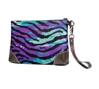 kkvhhyuo Sac à main en cuir imprimé mathématiques avec dragonne amovible pour soirée, mariage et fête, Violet, bleu, vert, camouflage, zèbre rayé, Taille unique