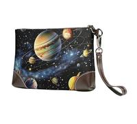 kkvhhyuo Sac à main en cuir imprimé mathématiques avec dragonne amovible pour soirée, mariage et fête, Planètes, étoiles et galaxie, Taille unique