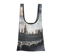 kkvhhyuo Sac à provisions réutilisable imprimé Londres, sacs d'épicerie pliables dans une pochette, sacs de rangement portables pour les courses quotidiennes, les courses, le rangement de voyage