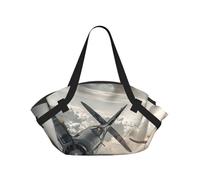 kkvhhyuo Sac de camping pliable à rayures noires et blanches avec coussinet convertible pour la plage, les pique-niques, la randonnée et les festivals., Avion de la Seconde Guerre Mondiale, One Size