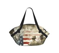 kkvhhyuo Sac de camping pliable à rayures noires et blanches avec coussinet convertible pour la plage, les pique-niques, la randonnée et les festivals., US Military Soldats Patriotic Memorial Day, One