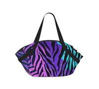 kkvhhyuo Sac de camping pliable avec motif mathématiques pour l'école, les courses, la plage, les pique-niques, la randonnée et les festivals., Rayures zèbre violet, bleu, vert, camouflage., One Size