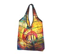 kkvhhyuo Sac de courses pliable, réutilisable, lavable, léger | Sac fourre-tout en bois coloré imprimé note de musique grande capacité pour le stockage de voyage de supermarché