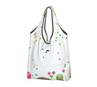 kkvhhyuo Sac de courses pliable, réutilisable, lavable, léger | Sacs fourre-tout de grande capacité imprimés de dessert de planche en bois pour le stockage de voyage de supermarché