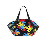 kkvhhyuo Sac de sensibilisation à l'autisme - Sac de camping pliable avec motif de cœur - Pour la plage, les pique-niques, la randonnée et les festivals.