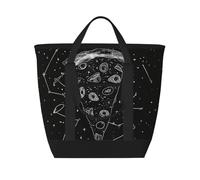 kkvhhyuo Sac fourre-tout à déjeuner imprimé constellation de pizza, sac isotherme, sac fourre-tout imperméable de grande capacité pour pique-nique, travail, école, voyage, plage