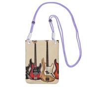 kkvhhyuo Sac pour téléphone, guitare, basse, instruments de musique imprimés, sac à bandoulière pour téléphone portable avec sangle réglable noire pour téléphones portables et smartphones, violet