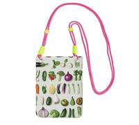 kkvhhyuo Sac pour téléphone, introduction de divers légumes imprimé sac à bandoulière pour téléphone portable pochette pour téléphone portable avec sangle réglable noire pour téléphones portables et