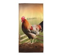 kkvhhyuo Serviette de cuisine absorbante à séchage rapide avec coq sur bois à motif de terres agricoles pour la natation, les voyages, le camping, le sport, cadeau essentiel, 35,1 x 69,8 cm