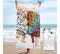kkvhhyuo Serviette de plage à séchage rapide, absorbante, compacte et absorbante pour piscine, camping, voyage - 80 x 160 cm - Motif cerveau gauche et droit