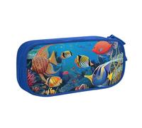 kkvhhyuo The Underwater World Trousse à crayons de grande capacité avec imprimé poissons tropicaux pour fournitures de bureau, trousse de maquillage portable pour garçons et filles Noir, bleu, One