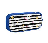 kkvhhyuo Trousse à crayons à paillettes arc-en-ciel à pois noirs et blancs de grande capacité, trousse à crayons, trousse de maquillage portable pour garçons et filles, noir, bleu, One Size