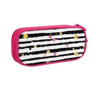 kkvhhyuo Trousse à crayons à paillettes arc-en-ciel à pois noirs et blancs de grande capacité, trousse à crayons, trousse de maquillage portable pour garçons et filles, noir, rose, One Size