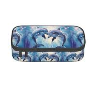 kkvhhyuo Trousse à crayons avec impression Dolphins in Love - Grande capacité - Pour papeterie, cosmétiques, maquillage et fournitures de bureau
