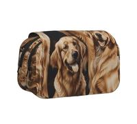 kkvhhyuo Trousse à crayons avec imprimé brique colorée, grande capacité, jolie boîte à stylos avec double fermeture éclair, trousse à crayons portable pour étudiants, bureau, voyage, Golden Retrievers