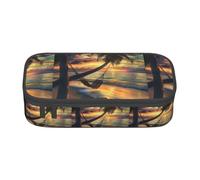 kkvhhyuo Trousse à crayons avec imprimé chien carlin - Grande capacité - Pour papeterie, cosmétiques, maquillage, voyage et fournitures de bureau, Coco Beach Sunset Hamac, One Size, Organiseur de sac