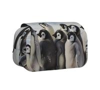 kkvhhyuo Trousse à crayons avec imprimé de neige - Grande capacité - Jolie boîte à crayons avec double fermeture éclair - Trousse portable pour étudiants, bureau, voyage, Jeunes pingouins avec neige