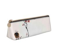kkvhhyuo Trousse à crayons avec imprimé oiseaux dans mon jardin, trousse à crayons en cuir synthétique pour enfants, trousse à stylos portable pour fournitures scolaires et de bureau, Peinture feuille