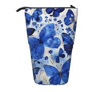 kkvhhyuo Trousse à crayons avec imprimé papillon coloré - Grande capacité - Esthétique - Avec fermeture éclair - Portable - Pour l'école, les étudiants, le bureau, Papillons bleus., One Size, Trousse