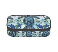 kkvhhyuo Trousse à crayons avec imprimé tête de mort et rose - Grande capacité - Pour papeterie, cosmétiques, maquillage, voyage et fournitures de bureau, Bleu tortue de mer, One Size, Organiseur de