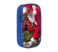 kkvhhyuo Trousse à crayons avec inscription Merry Christmas Santa Claus | Boîte à crayons de grande capacité en tissu Oxford pour l'école, le bureau, les voyages, les enfants, noir