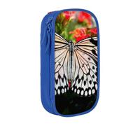 kkvhhyuo Trousse à crayons Big Butterfly - Double couche, bleu | Boîte à crayons de grande capacité en tissu Oxford pour l'école, le bureau, les voyages, les enfants, noir