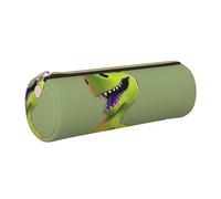 kkvhhyuo Trousse à crayons cylindrique en cuir avec imprimé dinosaure de dessin animé doré avec fermeture éclair pour garçons, filles, adolescents, étudiants, écoles, doré, One Size, Organiseur de sac
